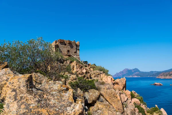 Spójrz na morze Corsica — Zdjęcie stockowe