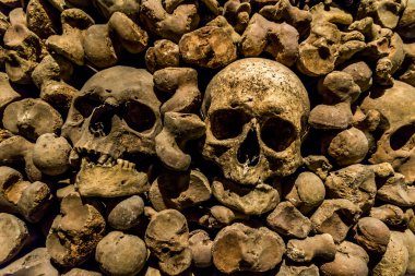 Kafatasları ve kemikleri Kabir evinden