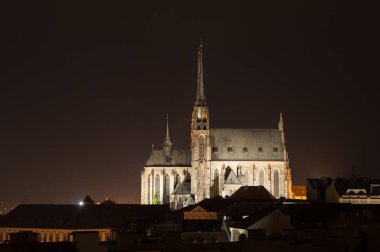 Gece fotoğraf Katedrali, Brno, Çek Cumhuriyeti