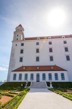 Slovakya, Bratislava - 14 Nisan 2018: Bratislava castle detay. Eski kale, Unesco parçası.