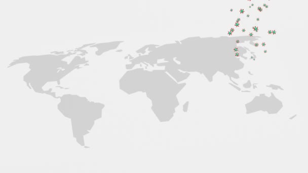 Het Coronavirus Overstroomt Wereld Animatie Van Epidemische Situatie Met Het — Stockvideo