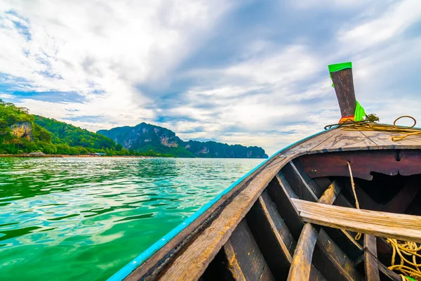 View Long Tailed Boat Krabi Town Thailand Boats Prepared Passenger — Stock Photo, Image