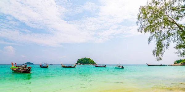 Long Tail Boote Kleinen Hafen Der Insel Lipe Südthailand Tropische — Stockfoto