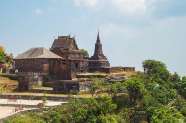 Buddhist temple Wat Sampov Pram. Cambodia, Kampot Province, Bokor Mountain in Preah Monivong National Park clipart