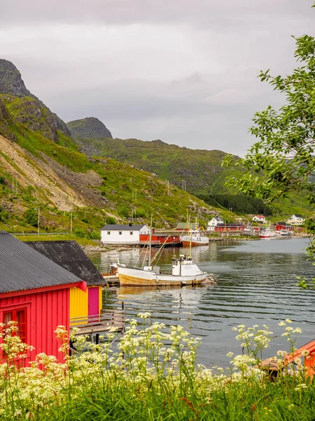 Casas de pesca en Islas Lofoten, Noruega — Foto de Stock