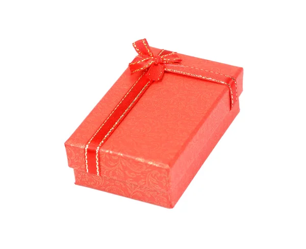 Caixa de presente vermelho com fita e arco. Ilustração vetorial Imagem — Fotografia de Stock