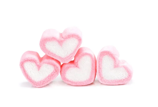 Marshmallow a forma di cuore con sullo sfondo, Mar a forma di cuore rosa — Foto Stock