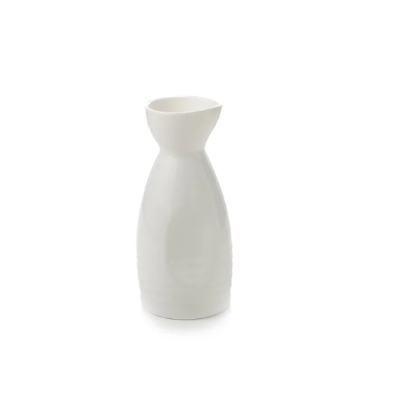 Bottiglia di ceramica bianca su sfondo bianco — Foto Stock