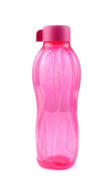 şişe plastik su için beyaz arka plan üzerinde pembe çok amaçlı