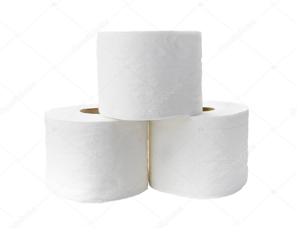 Rolls of toilet paper isolated on white