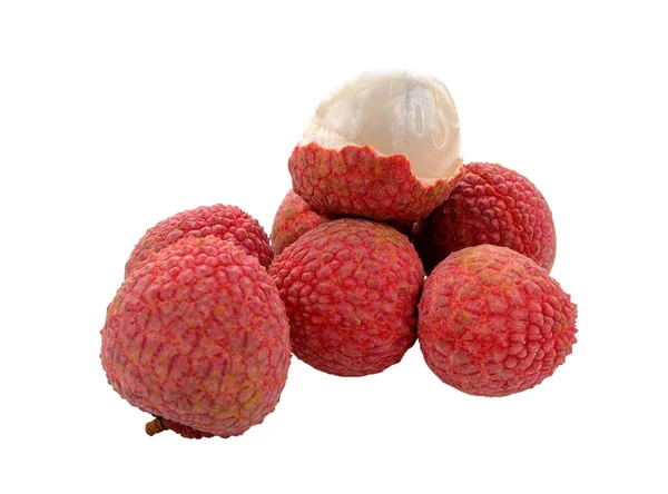 Lychees em um fundo branco — Fotografia de Stock