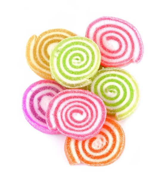 Sött, gelé godis efterrätt färgglada på socker. — Stockfoto