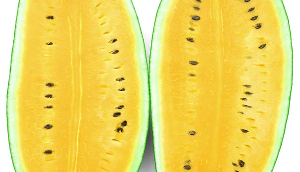 Řez meloun vodní na bílém pozadí — Stock fotografie