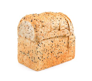 bütün tahıl ekmek izole üzerinde beyaz arka plan, ile tohum ekmek