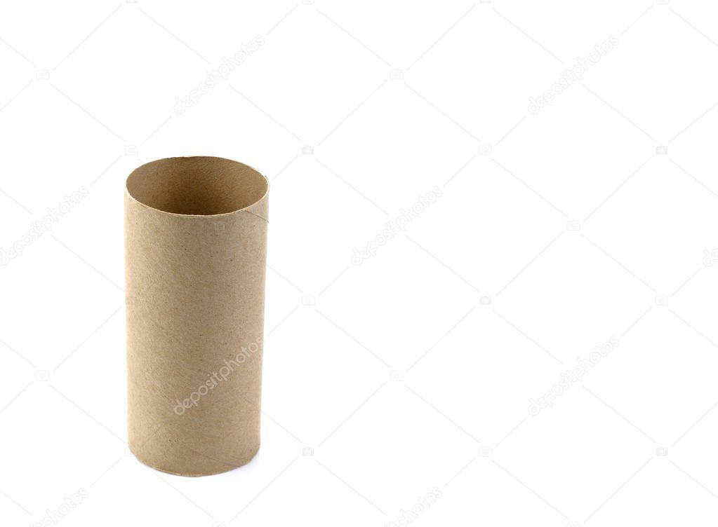 Brown paper roll isolated on white background