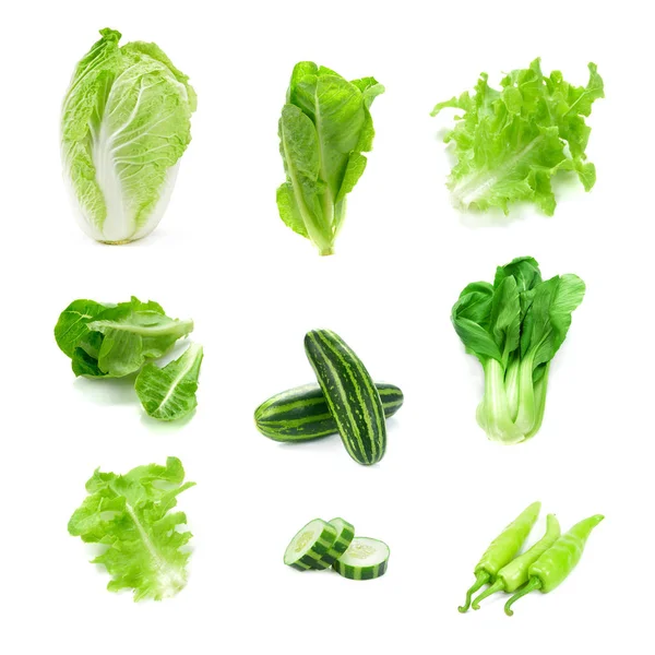 Sběr zeleniny hodně izolované na bílém pozadí — Stock fotografie