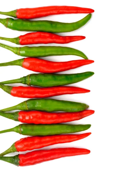 Red-green  hot chili peppers isolated on white — Stock Photo, Image