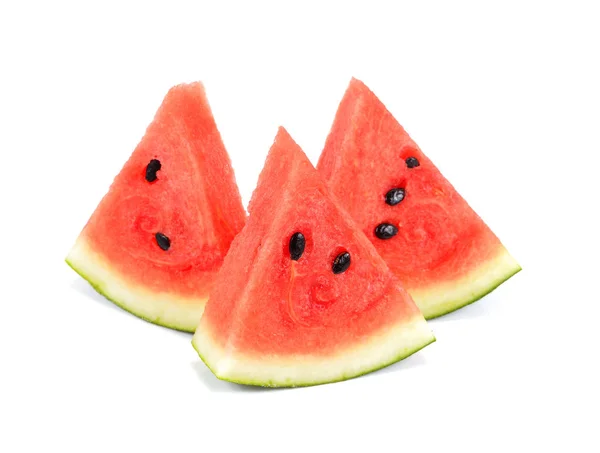 Plátek sladký meloun na bílém pozadí — Stock fotografie