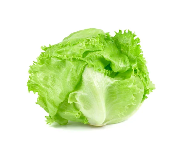 Gröna salladsblad på vit bakgrund, färsk kål isolera — Stockfoto