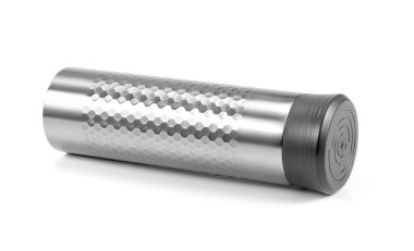 Alüminyum şişe su izole beyaz arka plan, metal termos ben