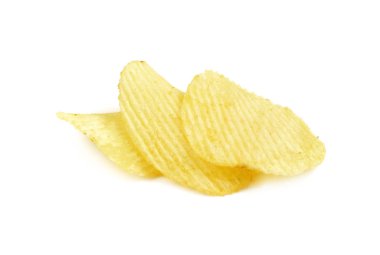 Beyaz bir arka plan üzerinde izole patates cipsi portre