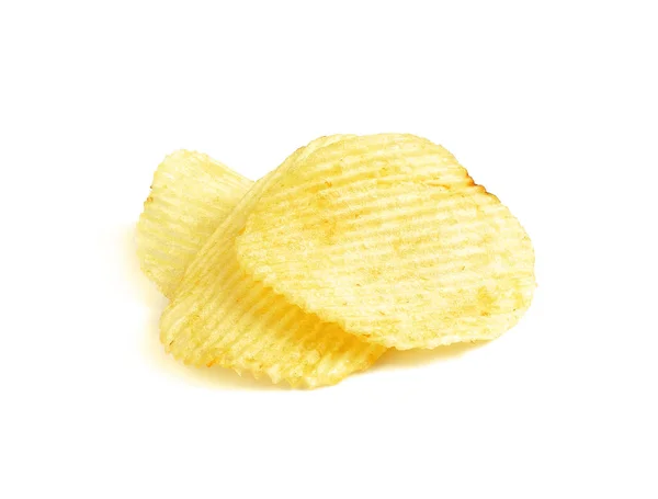 흰색 배경에 고립 된 감자칩 근접 촬영 — 스톡 사진