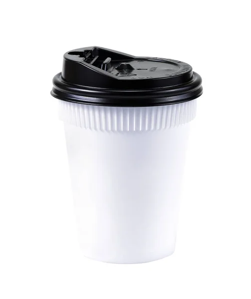 Кофе на вынос в термостате. Изолирован на белом. Белая чашка — стоковое фото
