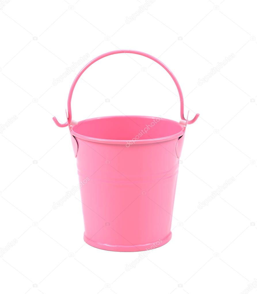  Small pink bucket isolated on white background