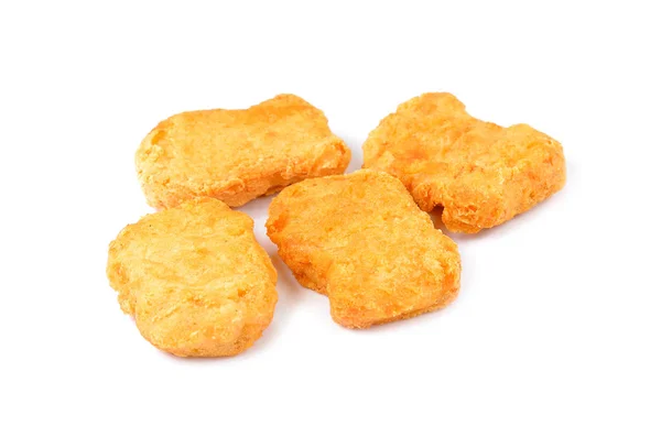 Fried chicken nuggets isolated on white background — Stock Photo, Image