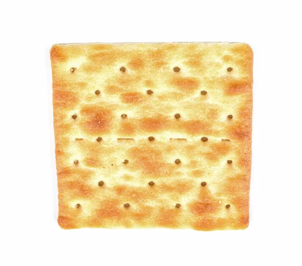 Quadratischer Cracker Isoliert Auf Weißem Hintergrund — Stockfoto