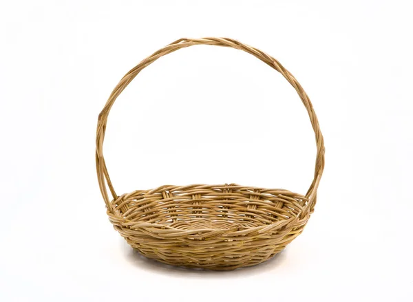 Empty wicker basket isolated on white — Stock Photo, Image