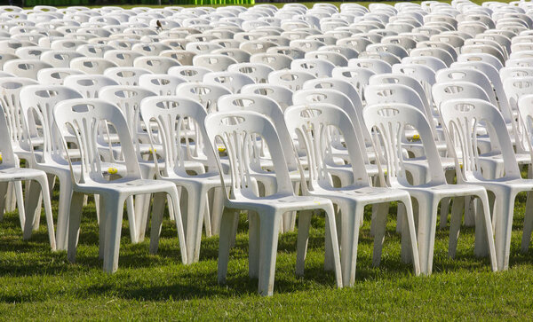 White chair in the lawn