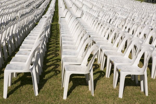 White chair in the lawn