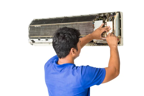 Reiniging Van Airconditioners Van Technici — Stockfoto