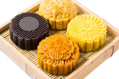 Mooncake ve çay, yiyecek ve içecek Çince için mid Sonbahar Festivali.