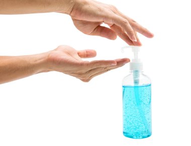 Alkol el yıkama jeli Beyaz bir arka planda