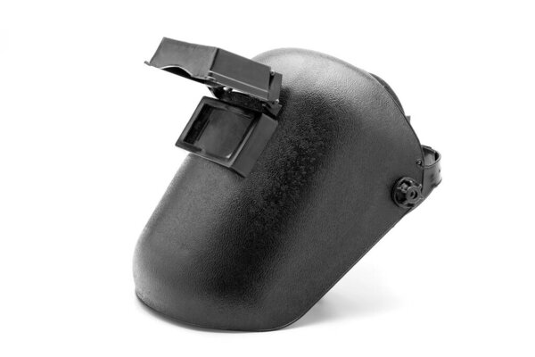 Black welding light protection mask on a white background