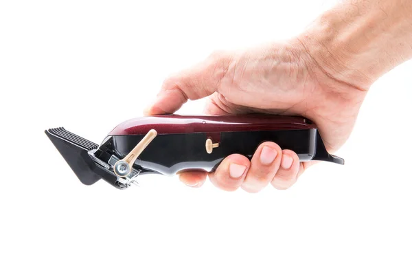 Hair Clippers Hands White Background — Stock Photo, Image