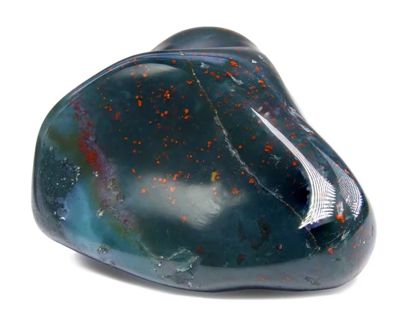 Heliotrope (bloodstone) gemstone isolated on white - macro — Stock Photo, Image