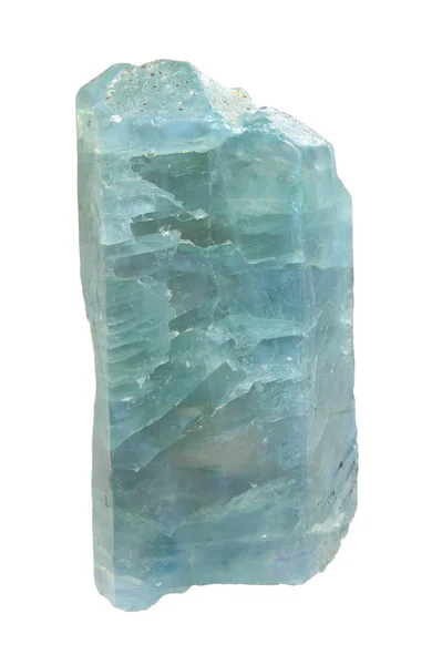 Apatitblaues Kristall Makro - Halbedelstein isoliert auf weißem Hintergrund — Stockfoto