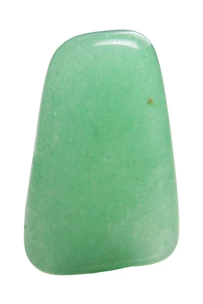 Aventurina verde piedra mineral pulida macro aislado en blanco Imagen de archivo