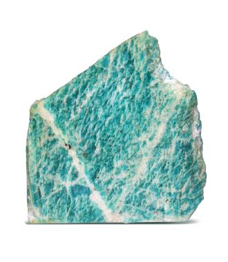 Beyaz arka plan üzerinde izole amazonite mineral makro