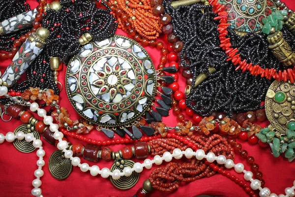 Bijoux Fond Est Avec Magnifique Collier Corail Perles — Photo