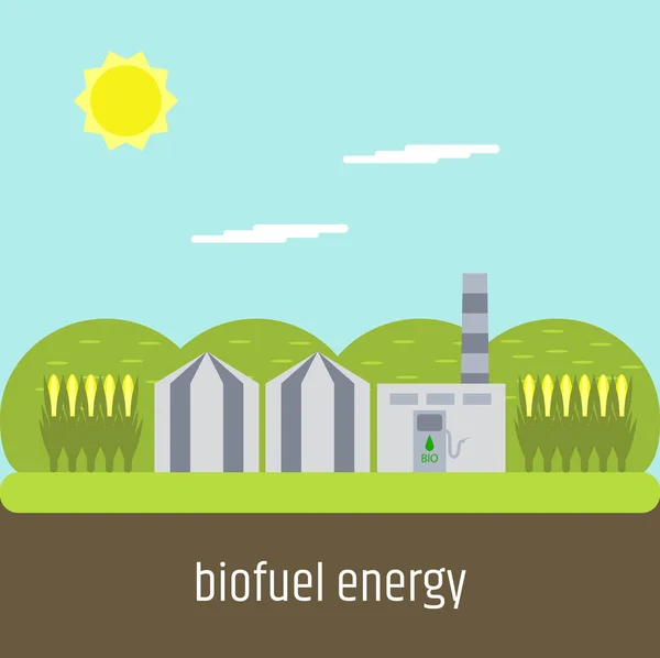 Biofuel plant. Flat design — Stock Vector