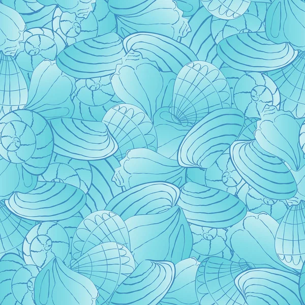 Seamless vector pattern with seashells — Stock Vector