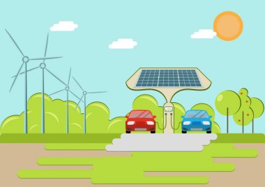 Elektrikli araba şarj istasyonu.