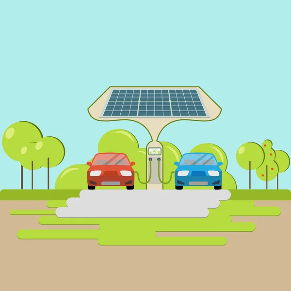 Ladestation Für Elektroautos Plug Fahrzeug Bezieht Energie Aus Batterieversorgung — Stockvektor