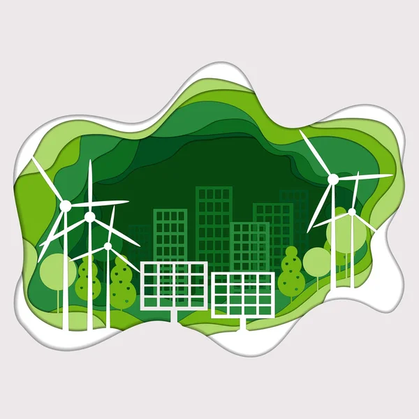 Energia verde papel arte estilo — Vetor de Stock
