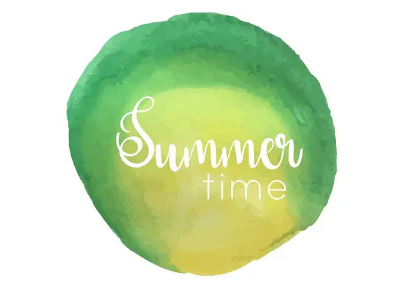 Watercolor background and lettering summer time. — Stock Vector