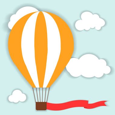 Sıcak hava balonu metin ile gökyüzünde